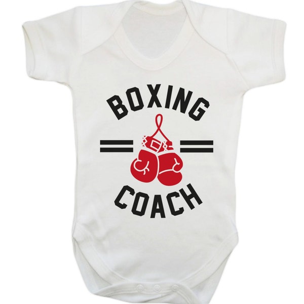 Boxing coach, baby vest / bodysuit, sport gym boxer instructor fitness workout punch jab gloves punch bag boxing ring boots heavyweight 1075