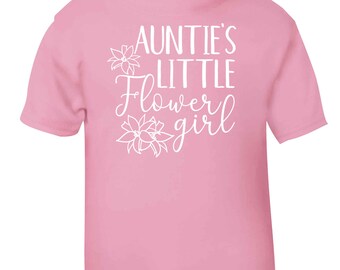 Camiseta para niña de las flores de la tía, para bebé o niño pequeño, para anuncio de boda, novia, novio, familia, sobrina, dama de honor, bonito regalo para niña de las flores 6675