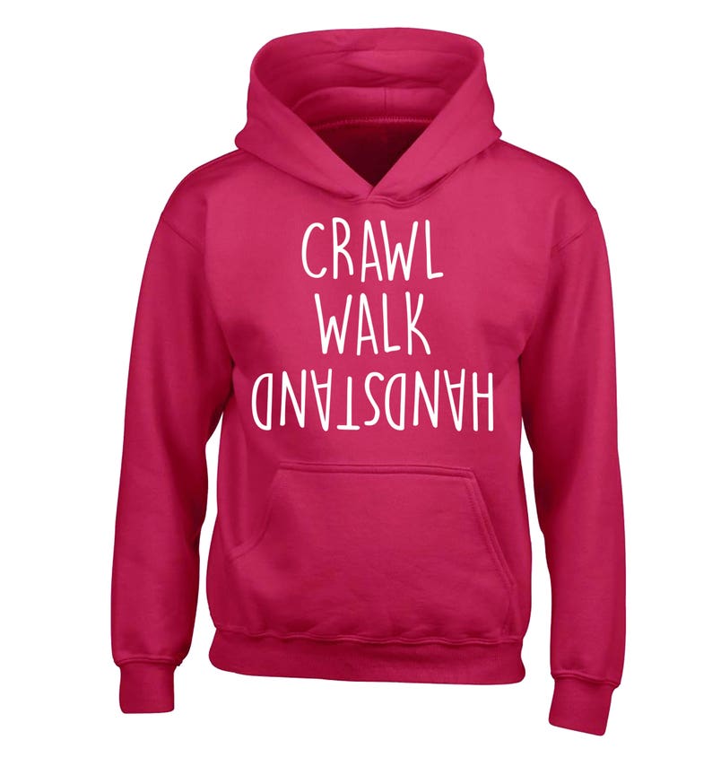 kid/'s hoodie sweatshirt upside down gymnast gymnastics fitness workout flip funny joke hipster gift 4336 Crawl walk handstand