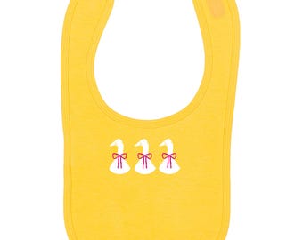 Tres gansos, babero para bebé, bonito regalo de Pascua para bebé, animal, pájaro, granja, plumas, estanque de patos, babero ilustrado, ganso 7423