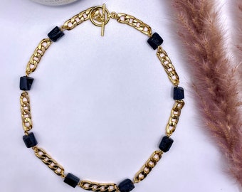 Black Tourmaline Curb Chain Necklace
