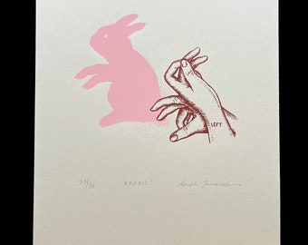 Rabbit Shadow Puppet Art Print: Two-Color Screenprint