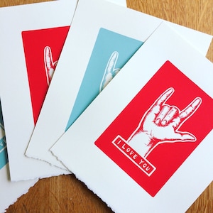 ASL Screen Print, ASL I Love You, sign language print