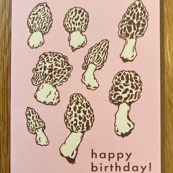 Mushroom Birthday Card | morels | greeting card | illustration | birthday card | nature lover card |