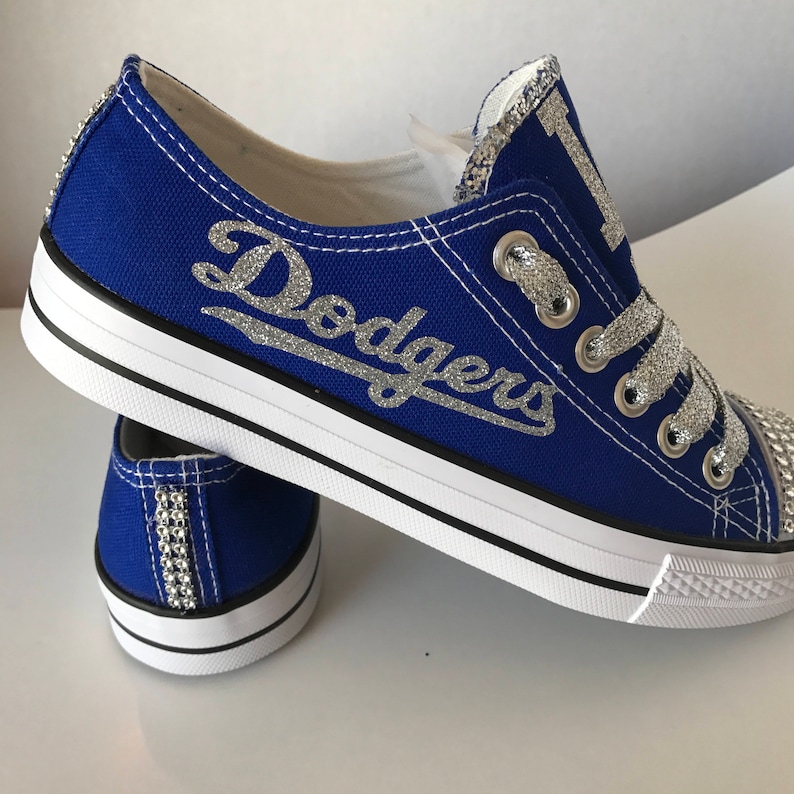 Los Angeles Dodgers Bling Glitter Tennis Shoes Etsy