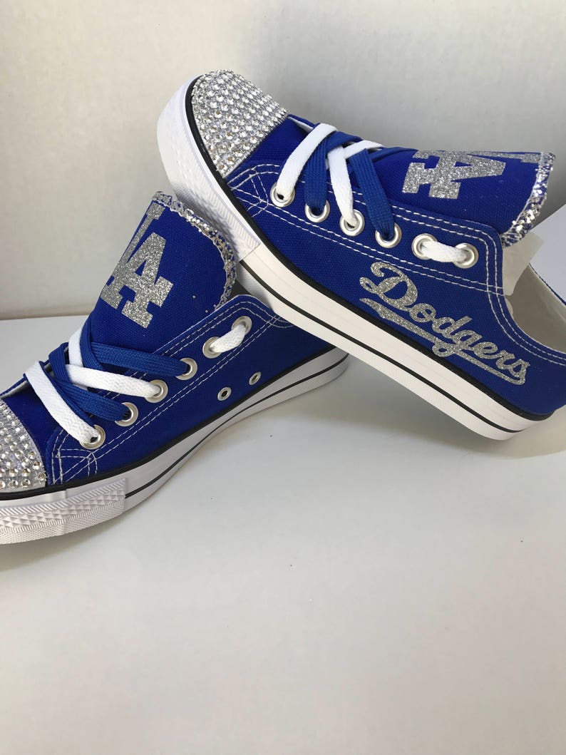 Los Angeles Dodgers Bling Glitter Tennis Shoes Etsy