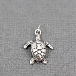 Sterling Silver Cute Turtle Charm, A La Carte Turtle Silver Charm,
