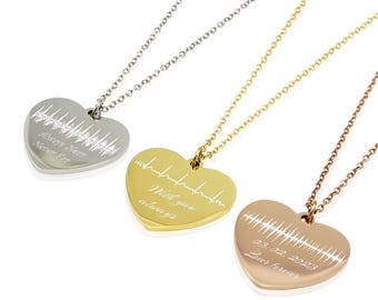 Personalized Baby Heartbeat Ultrasound Necklace - Stainless Steel New Mom Gift