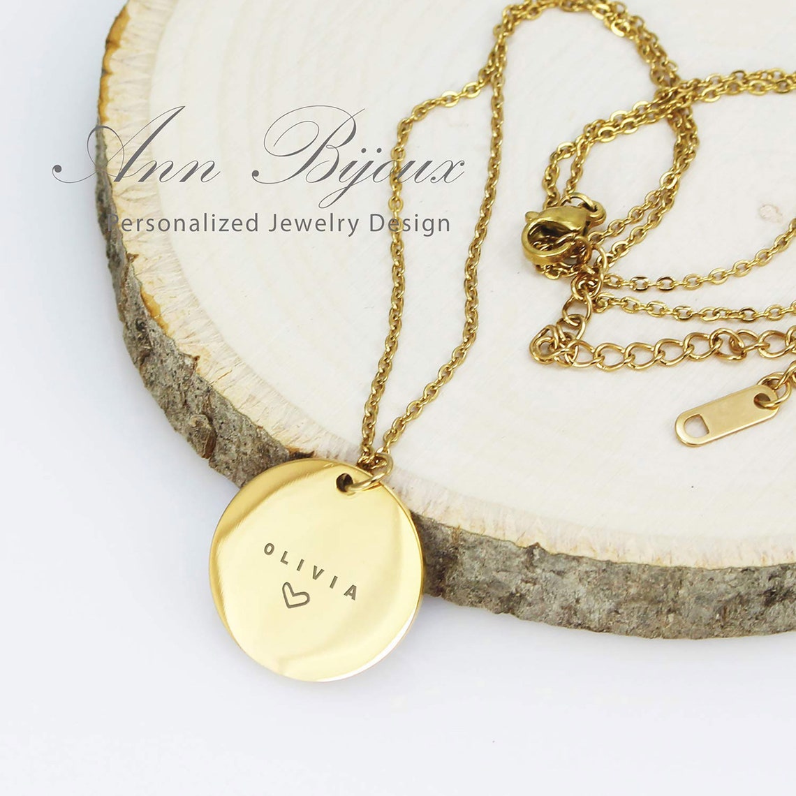 Personalized Laser Engraved Name Necklace Stainless Steel Gold - Etsy
