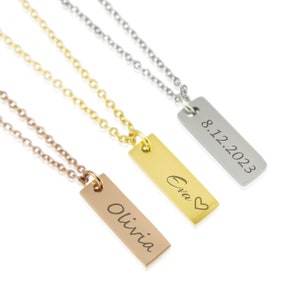 Collar personalizado con nombre grabado a láser, de acero inoxidable, dorado y oro rosa, con mensaje especial, joyería para mujer, regalo de cumpleaños para mamá.