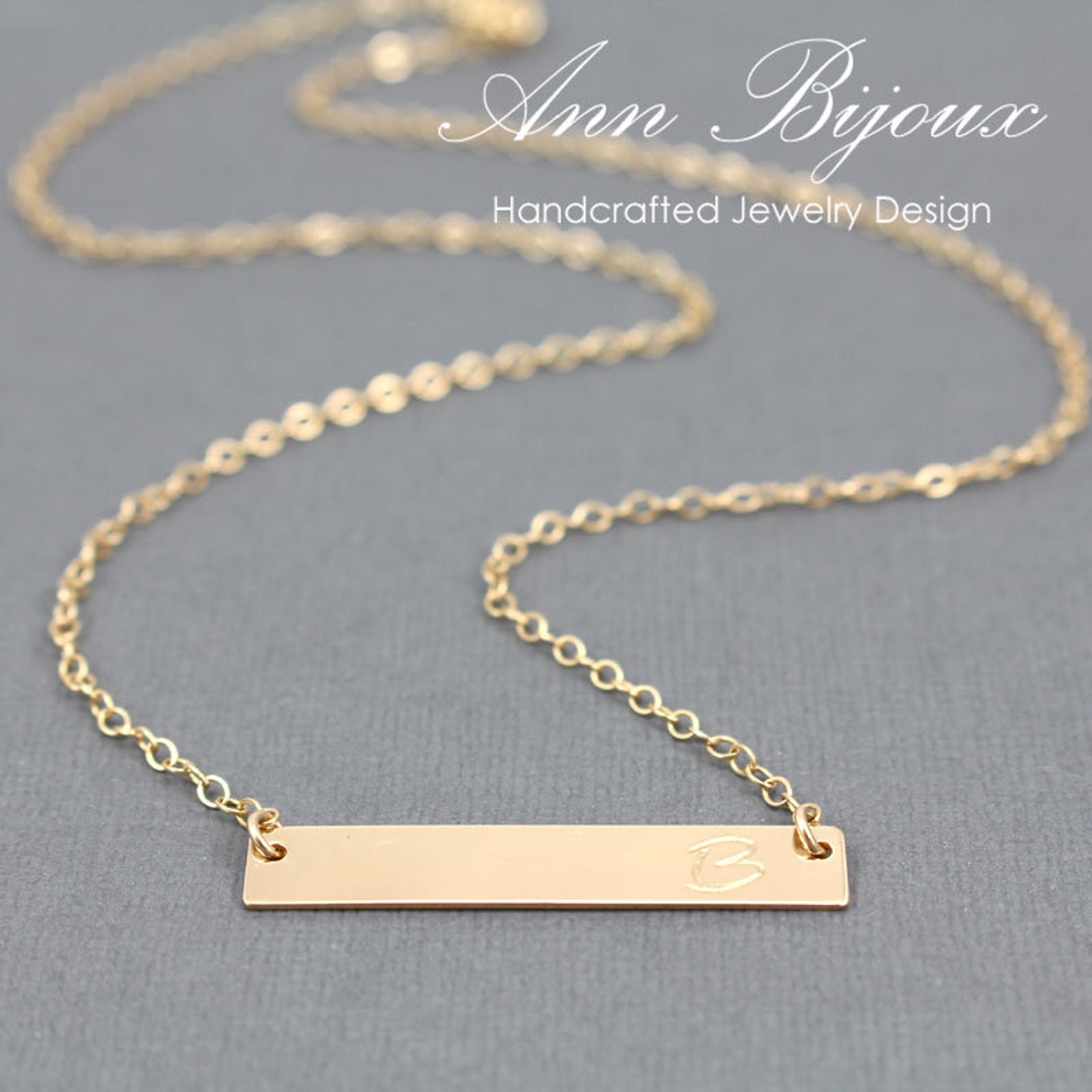 Personalized Name Plate Necklace 14K Gold Filled Bar Etsy