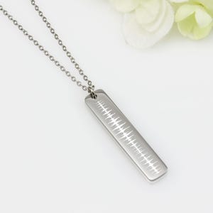 Vertical Engraved Heartbeat Bar Necklace - Baby Sonogram Pendant - Sound Wave Jewelry- New Baby Gift - Memorial Gift - Pregnancy Present -