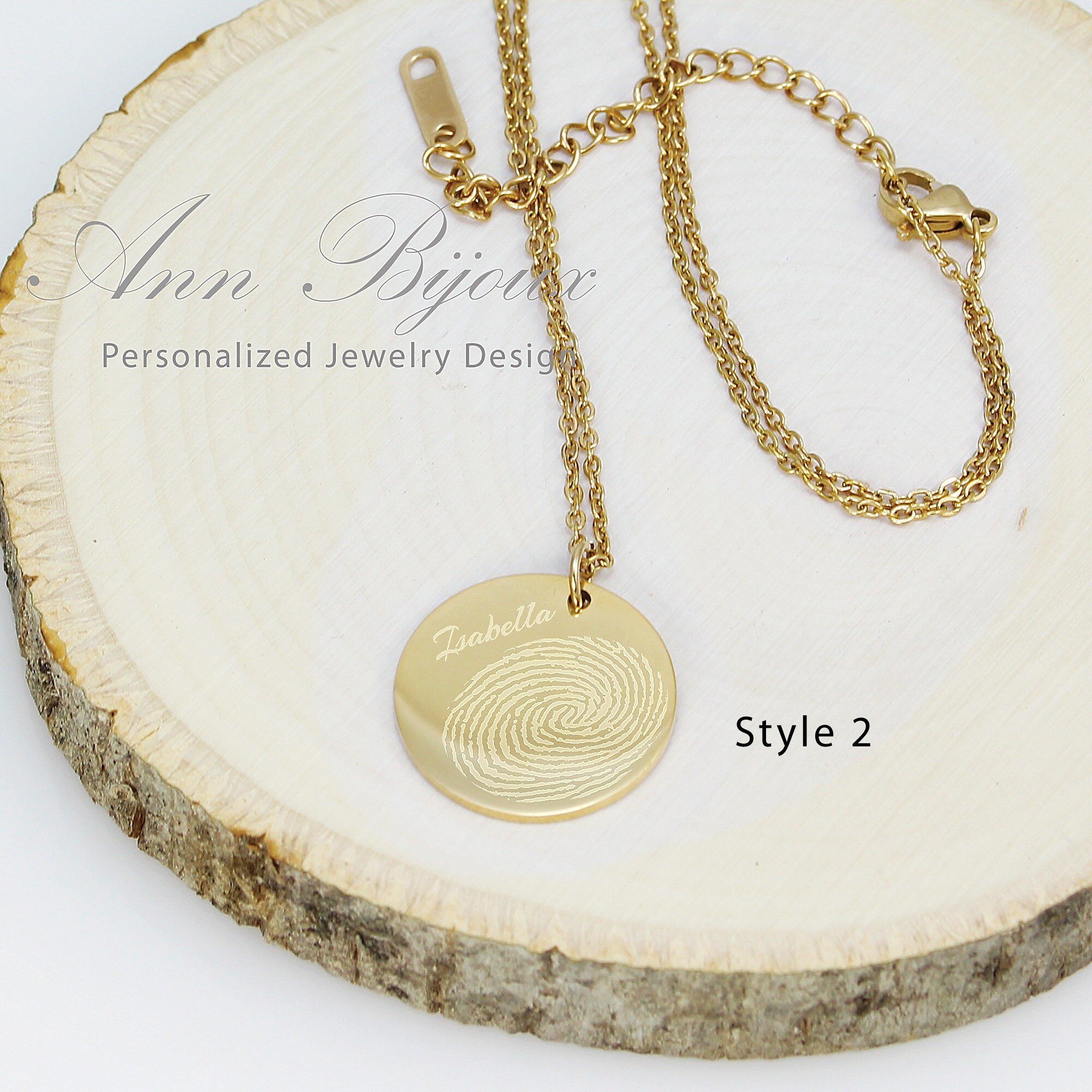 Actual Fingerprint Necklace Engraved Fingerprint Jewelry Etsy