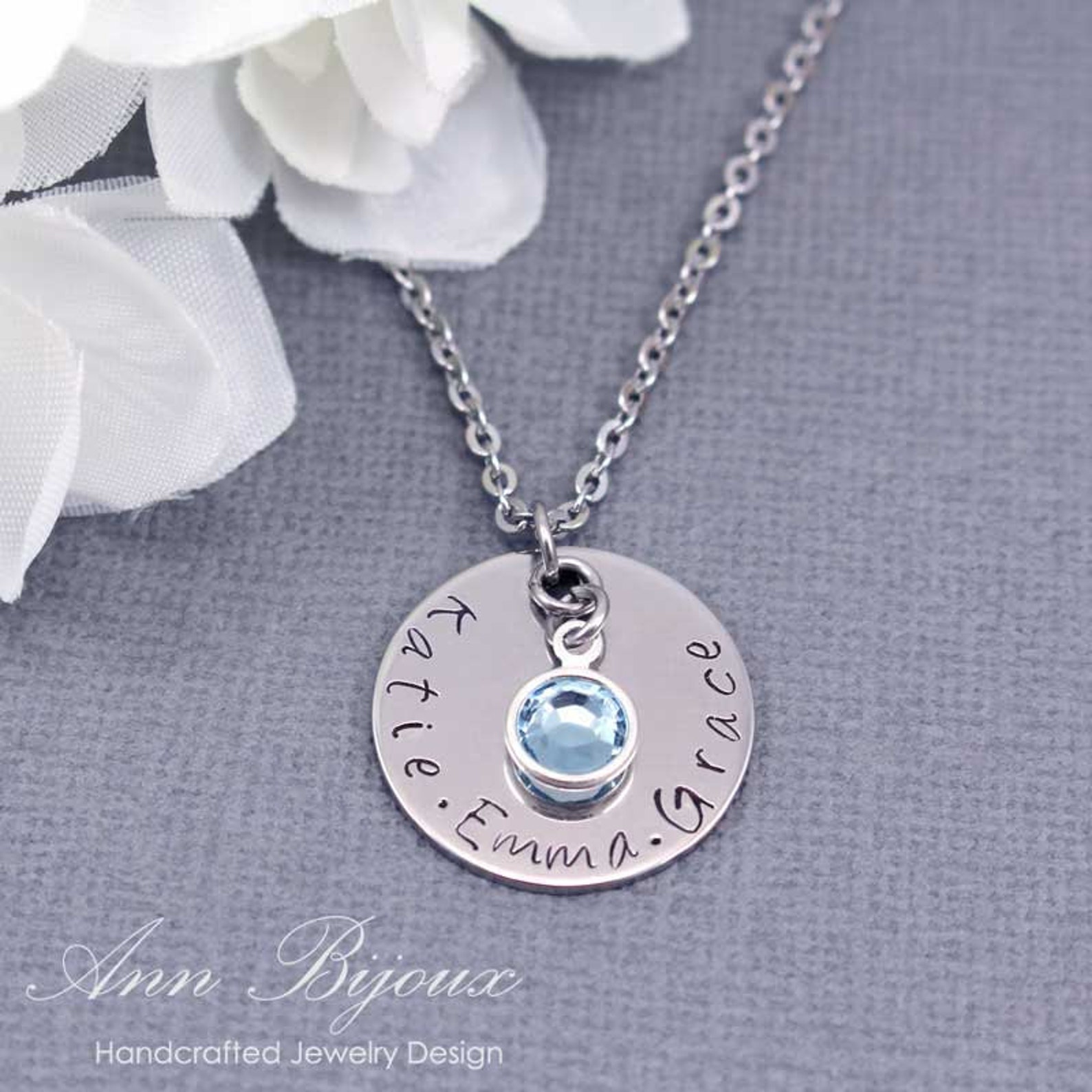 Personalized Stainless Steel Necklace Hand Stamped Name Etsy