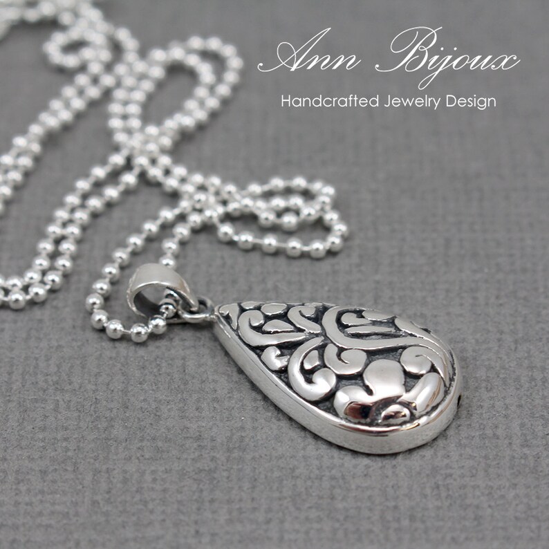 Hollow Teardrop Pendant Necklace Filigree Teardrop Pendant Etsy