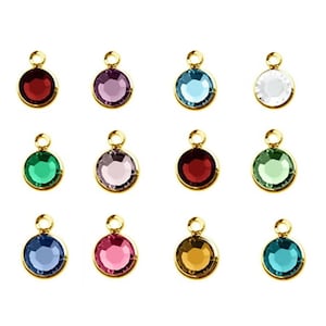 1 PC 14K Gold Plated Swarovski Birthstone Crystal Charm, A La Carte Stone Charm,
