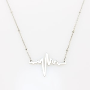 Heartbeat Stainless Steel Necklace: Sound Wave Sonogram Pendant