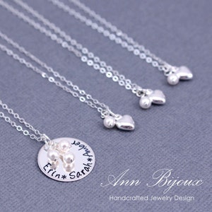Sterling Silver Mother Daughter Necklace: Personalized Name & Pearl Keepsake