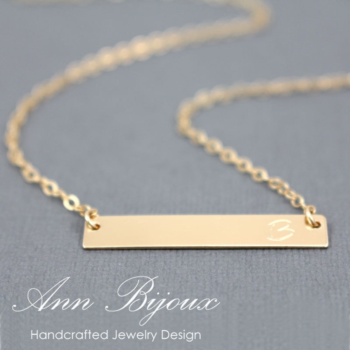 Personalized Name Plate Necklace 14K Gold Filled Bar Etsy