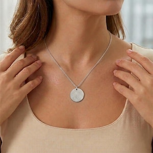 Engraved Fingerprint Necklace: Stainless Steel Memorial Jewelry image 2