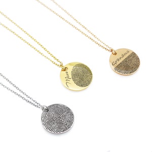 Actual Fingerprint Necklace - Laser Engraved Fingerprint Jewelry - Bereavement Jewelry - Memorial Necklace - Stainless Steel Necklace