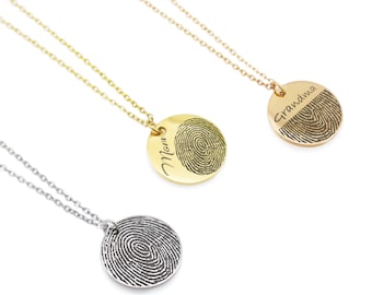Engraved Fingerprint Necklace: Personalized Stainless Steel Memorial Jewelry