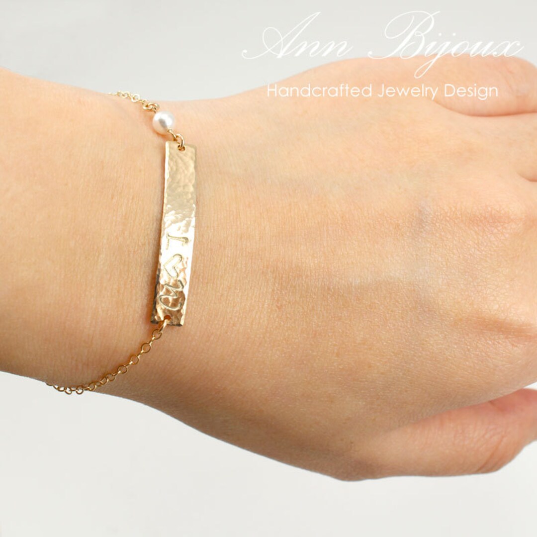Customized Name Plate Bracelet, Personalized Gold Initial Bracelet