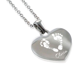 Collar con huella personalizada: Joyería conmemorativa de acero inoxidable para bebés.