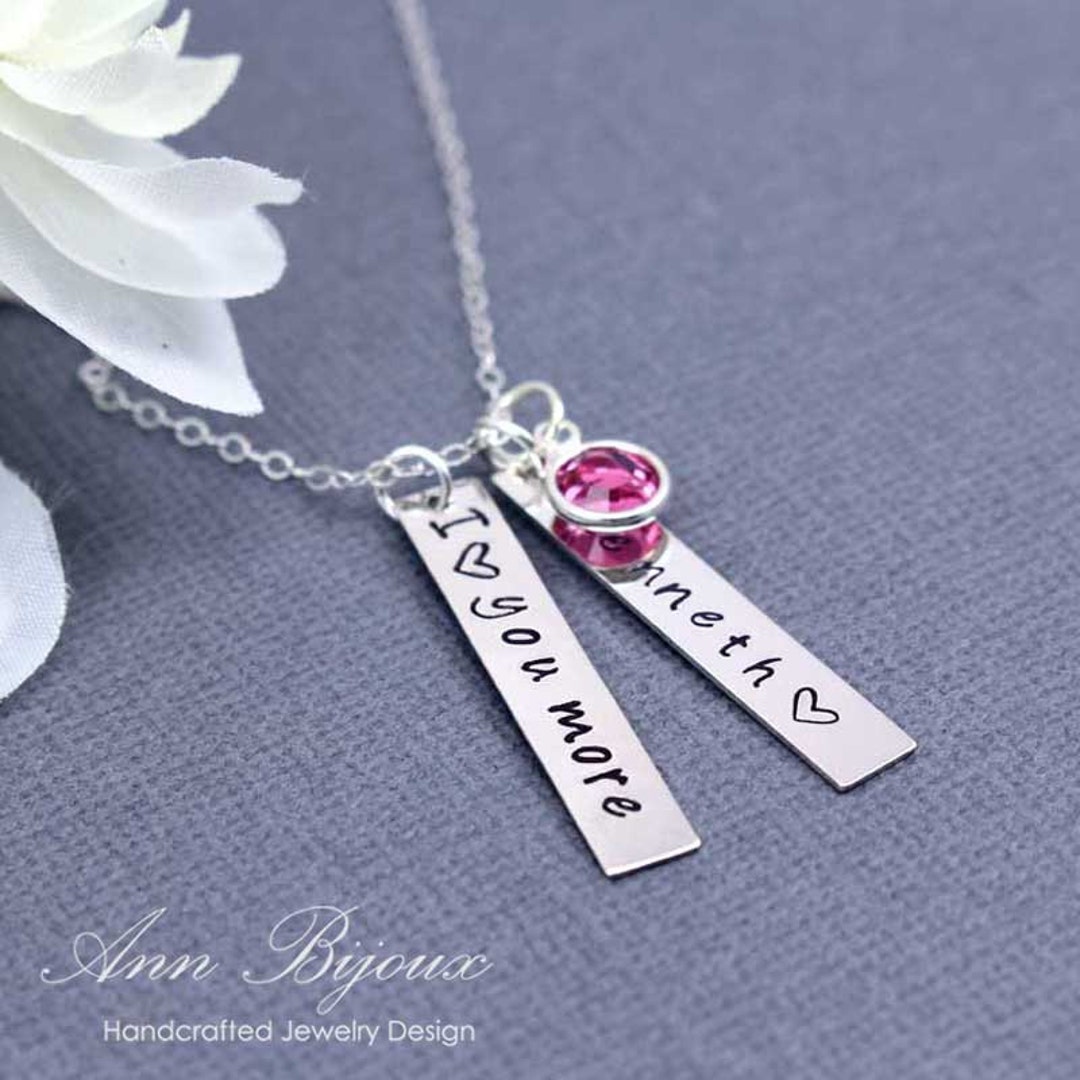 Personalized Silver Name Plate Bar Necklace, Hand Stamped Name Necklace