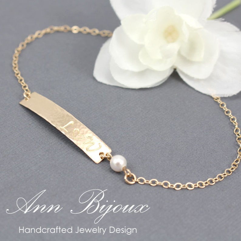 Customized Name Plate Bracelet Personalized Gold Initial Etsy
