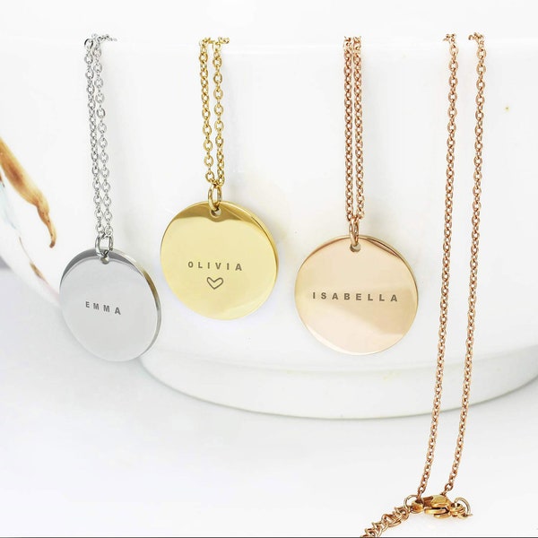 Collar con nombre personalizado: colgante de acero inoxidable grabado con láser
