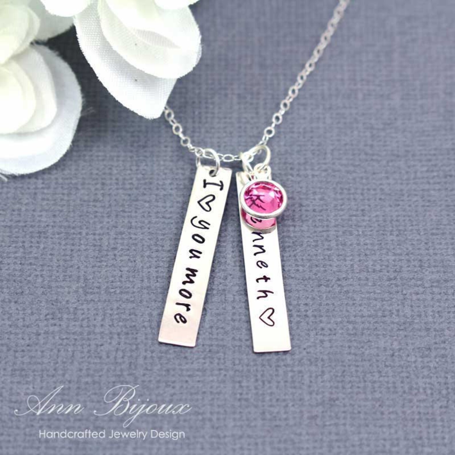 Personalized Silver Name Plate Bar Necklace Hand Stamped Name Etsy