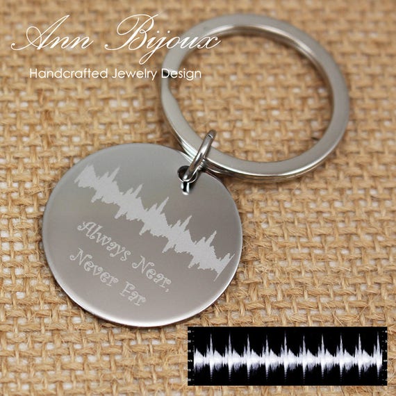 Sound Wave Stainless Steel Key Chain Audio File Heartbeat Laser