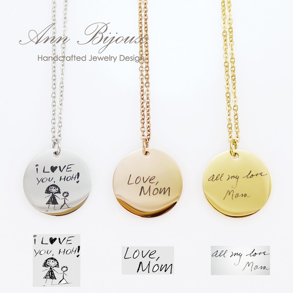 Custom Handwriting Necklace - Personalized Signature Necklace - Engraved Handwriting Necklace - Memorial Necklace - Keepsake Jewelry