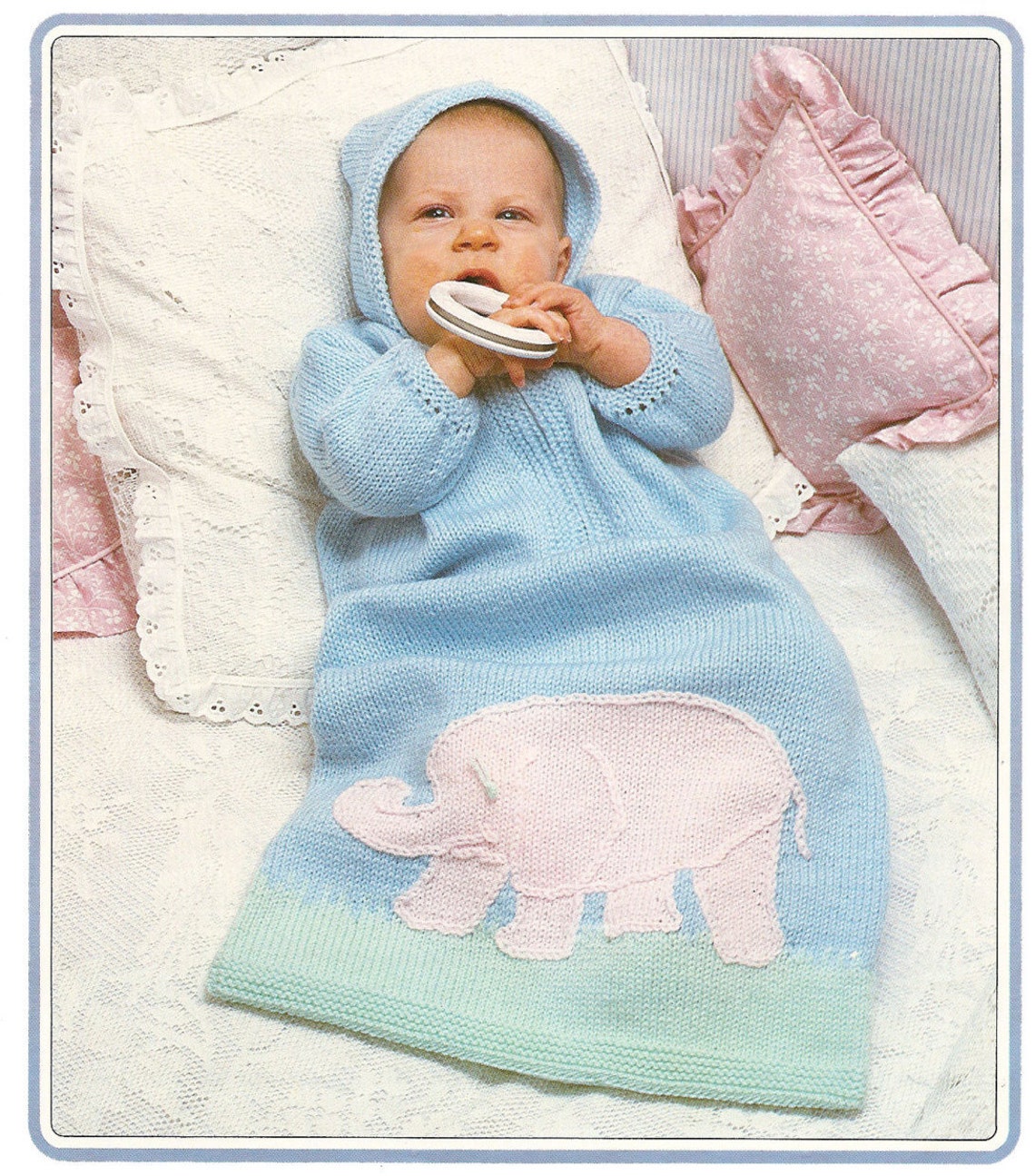 Knitting Pattern Baby Sleeping Bag Elephant Motif DK PDF Etsy