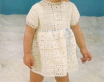 PDF Crochet Pattern, Toddler Dress, Short Sleeves, DK, 20-24”