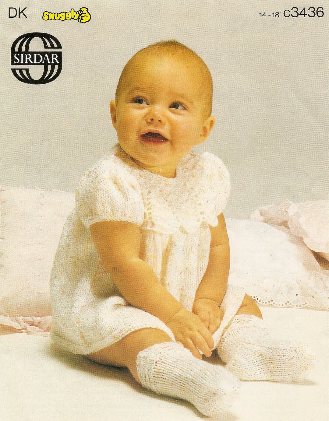 Knitting Pattern Baby Dress & Socks Sirdar DK 1418 PDF Instant