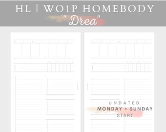 HALF LETTER planner inserts | WO1P homebody Drea |  planner printable | HL disc-bound | plan2create discs planner insert