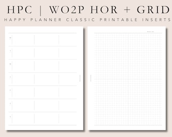 HPC planner inserts | WO2P horizontal + grid | printable inserts | HPC | plan2create insert | happy planner CLASSIC | chp