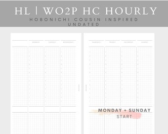 HALF LETTER planner inserts | WO2P hobonichi cousin inspired |  planner printable | HL disc-bound | plan2create hl discs planner insert
