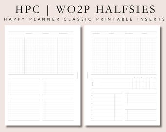 HPC planner inserts | WO2P halfsies | planner printable | Happy Planner Classic insert | HC inspired weekly | plan2create