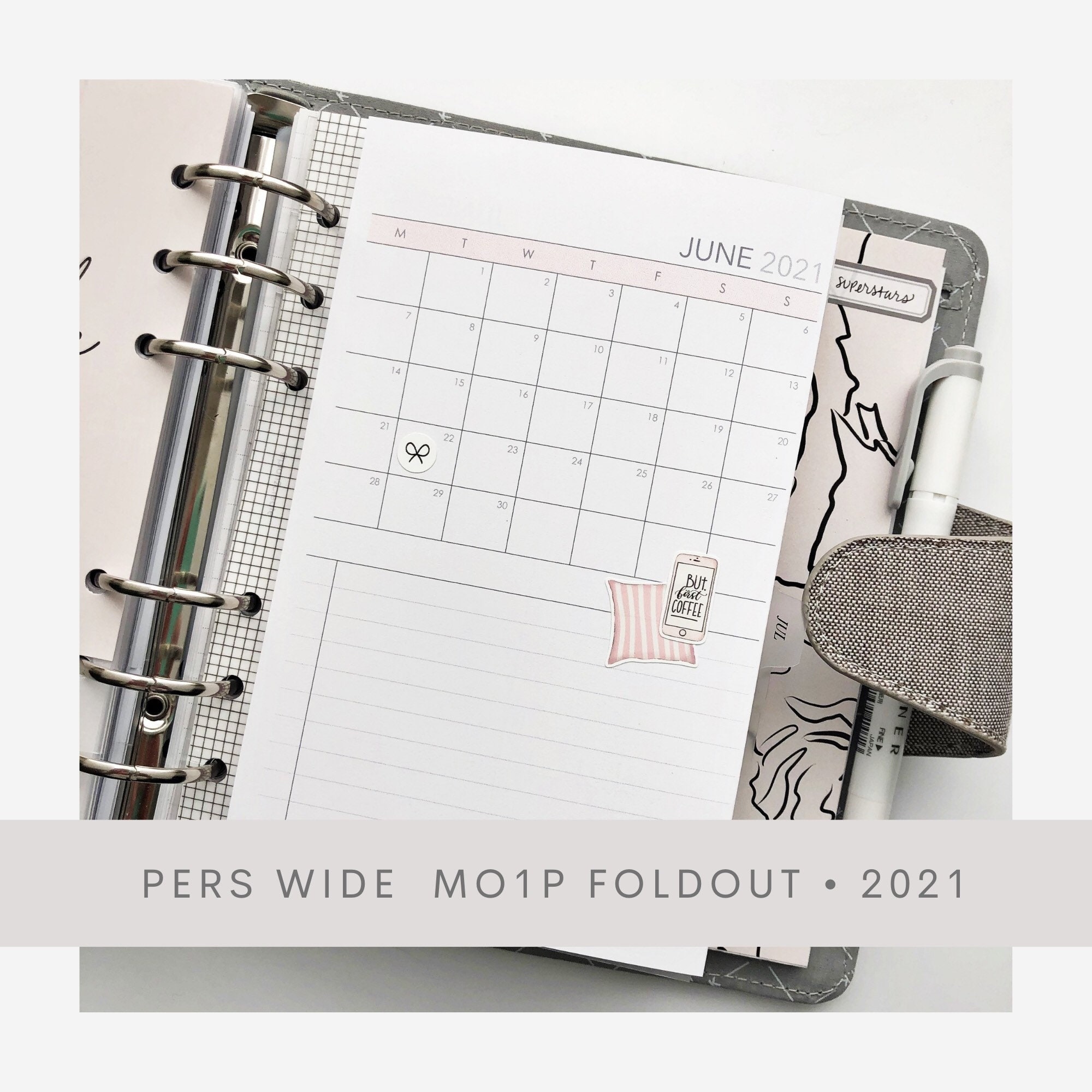 Personal wide planner inserts mo1p foldout 2021 dated etsy