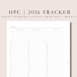 Encartes clásicos de Happy Planner: Seguimiento anual 2026 (Descarga digital)