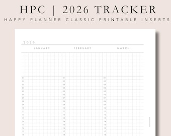 Happy Planner Classic Inserts: 2026 Yearly Tracker (Digital Download)