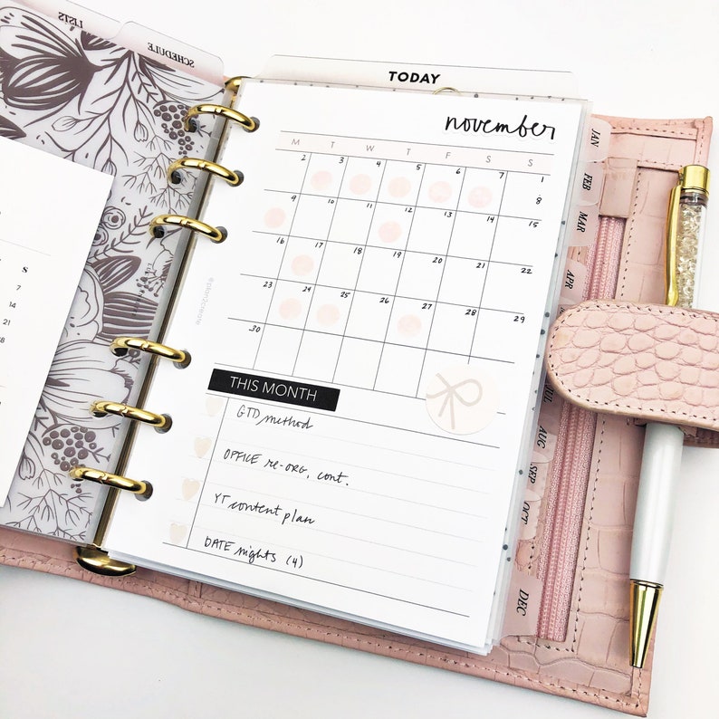 A6 planner inserts MO1P undated monthly planner A6 rings Etsy