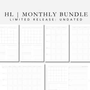 Encartes de planejador HL | pacote MENSAL sem data | desdobrável mensal | planejador para impressão | encadernado em disco Half Letter | lançamento limitado do plan2create