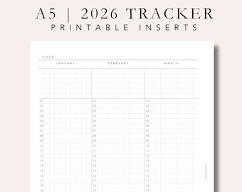 A5 Planner Inserts: 2026 Yearly Tracker Printable Pages (Digital Download)