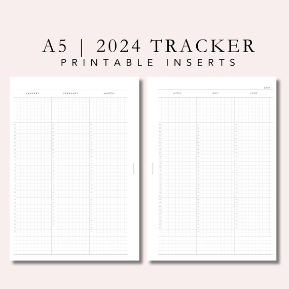 2024 Printable Calendar A6 Ring Inserts, 2024 Dated Yearly
