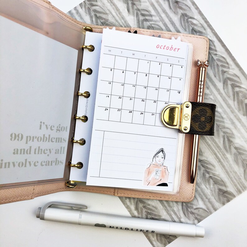 Pocket planner inserts mo1p foldout undated monthly etsy