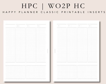 HPC planner inserts | WO2P hobonichi cousin inspired | planner printable | Happy Planner Classic insert | HC inspired weekly | plan2create